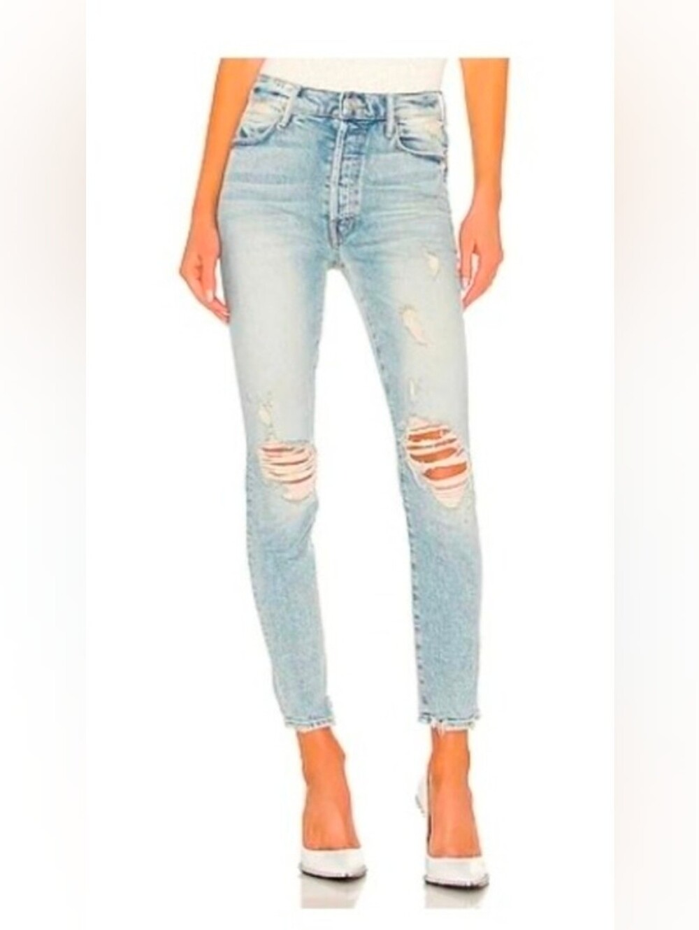 Mother's Say It Again Wash- Distressed Button-Fly Super Stunner Jeans - Women 27